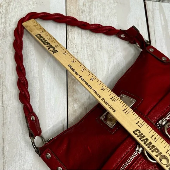 Relic Cherry Red Y2K Faux Leather Hobo Quilted Pocket Silver Accent Shoulder Bag - Picture 8 of 15